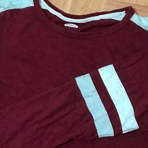 Large Maroon with light stripes, 3/4 sleeve shirt